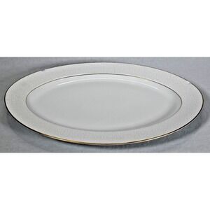 Sango Hacienda China Serving Platter White Gold Trim 16" x 11-1/2" 3772